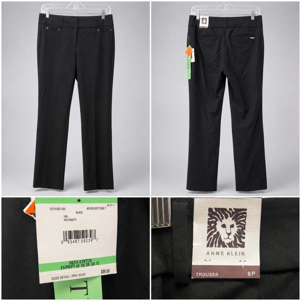Anne Klein Black Petite Straight Leg Trousers